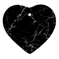 Black Marble Stone Pattern Heart Ornament (2 Sides) by Dushan