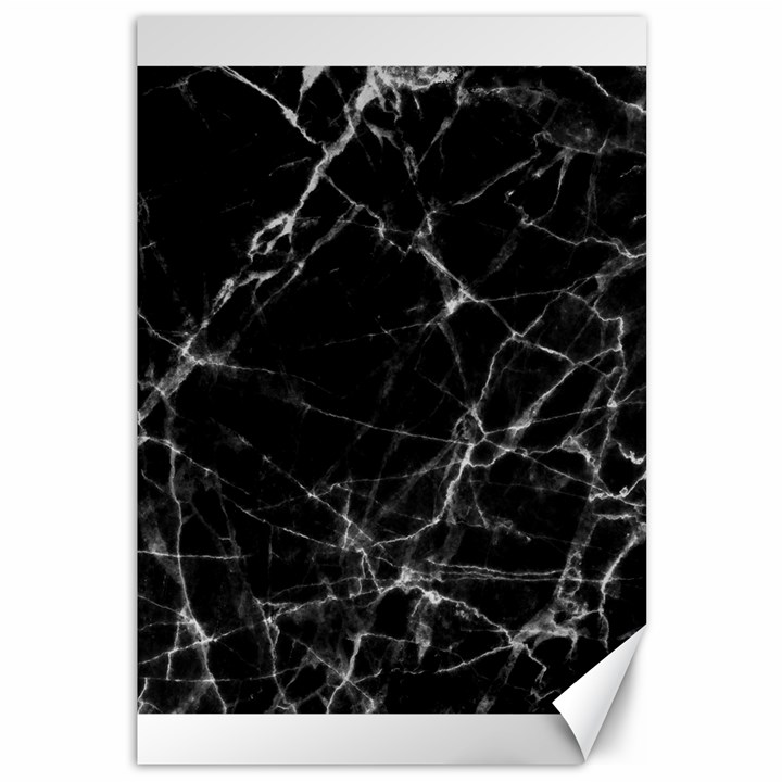 Black marble Stone pattern Canvas 12  x 18  