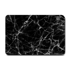 Black Marble Stone Pattern Small Doormat  by Dushan