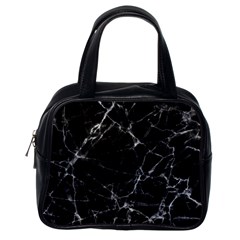 Black Marble Stone Pattern Classic Handbags (one Side) by Dushan