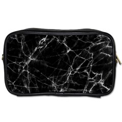 Black Marble Stone Pattern Toiletries Bags 2-side by Dushan