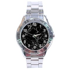 Black Marble Stone Pattern Stainless Steel Men s Watch by Dushan