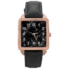 Black Marble Stone Pattern Rose Gold Watches by Dushan