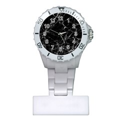 Black Marble Stone Pattern Nurses Watches by Dushan