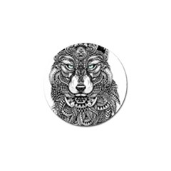 Intricate Elegant Wolf Head Illustration Golf Ball Marker (10 Pack) by Dushan