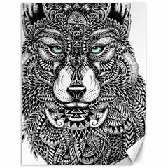 Intricate Elegant Wolf Head Illustration Canvas 18  X 24   by Dushan