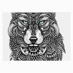 Intricate Elegant Wolf Head Illustration Large Glasses Cloth (2-side) by Dushan