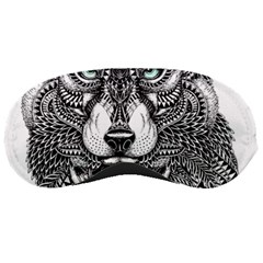 Intricate Elegant Wolf Head Illustration Sleeping Masks by Dushan