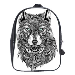 Intricate Elegant Wolf Head Illustration School Bags(large) 