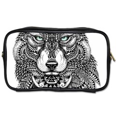 Intricate Elegant Wolf Head Illustration Toiletries Bags 2-side by Dushan