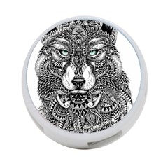 Intricate Elegant Wolf Head Illustration 4-port Usb Hub (two Sides)  by Dushan