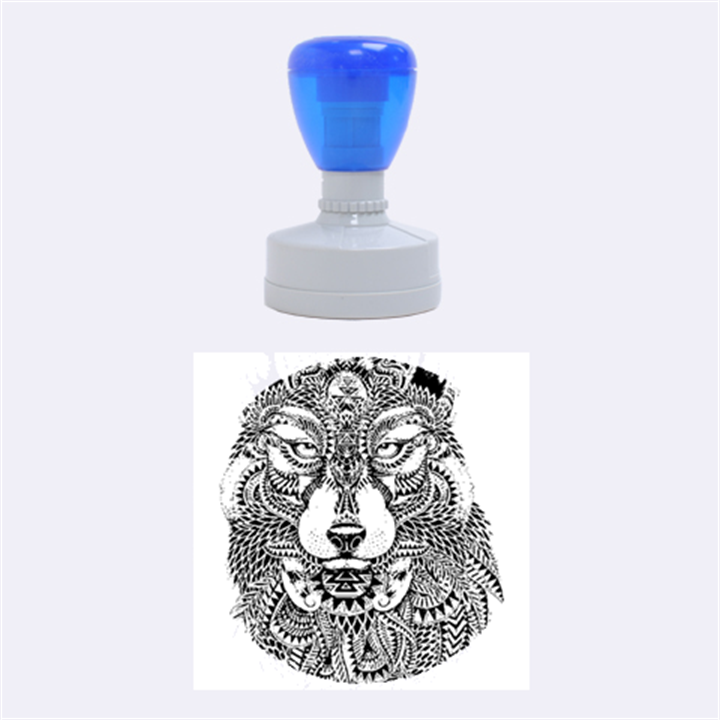 Intricate elegant wolf head illustration Rubber Round Stamps (Medium)