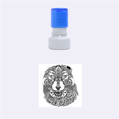 Intricate Elegant Wolf Head Illustration Rubber Round Stamps (small) by Dushan