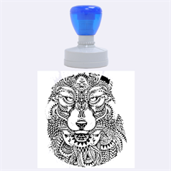 Intricate Elegant Wolf Head Illustration Rubber Round Stamps (large) by Dushan