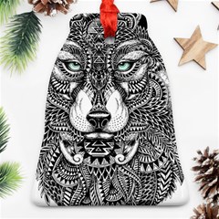 Intricate Elegant Wolf Head Illustration Ornament (bell)  by Dushan