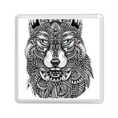 Intricate Elegant Wolf Head Illustration Memory Card Reader (square)  by Dushan