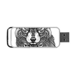 Intricate Elegant Wolf Head Illustration Portable Usb Flash (one Side) by Dushan