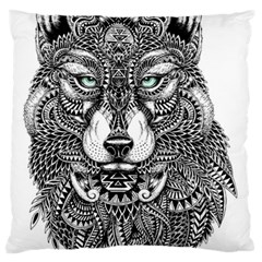 Intricate Elegant Wolf Head Illustration Standard Flano Cushion Cases (two Sides)  by Dushan