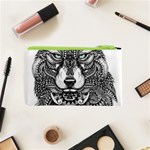 Intricate elegant wolf head illustration Cosmetic Bag (XS) Back