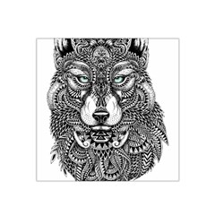 Intricate Elegant Wolf Head Illustration Satin Bandana Scarf by Dushan