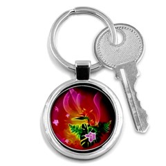 Awesome F?owers With Glowing Lines Key Chains (round)  by FantasyWorld7