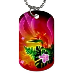 Awesome F?owers With Glowing Lines Dog Tag (two Sides) by FantasyWorld7