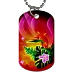 Awesome F?owers With Glowing Lines Dog Tag (Two Sides) Back