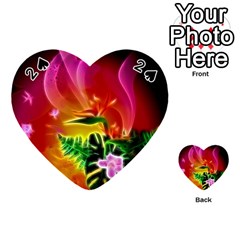 Awesome F?owers With Glowing Lines Playing Cards 54 (heart)  by FantasyWorld7