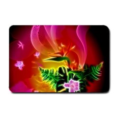 Awesome F?owers With Glowing Lines Small Doormat  by FantasyWorld7