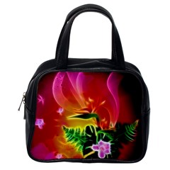 Awesome F?owers With Glowing Lines Classic Handbags (one Side) by FantasyWorld7