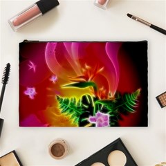 Awesome F?owers With Glowing Lines Cosmetic Bag (large)  by FantasyWorld7