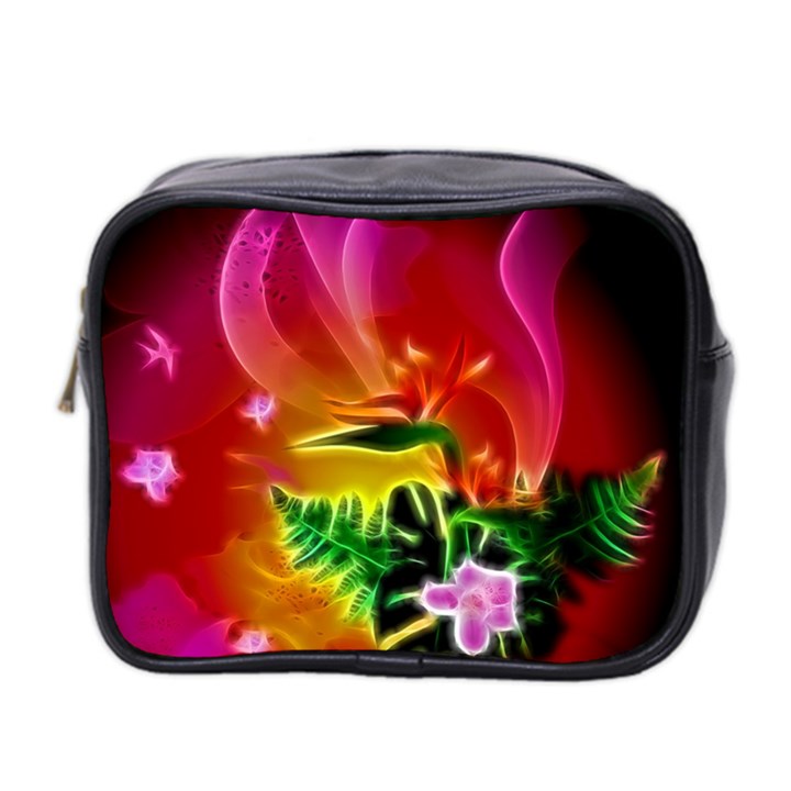 Awesome F?owers With Glowing Lines Mini Toiletries Bag 2-Side