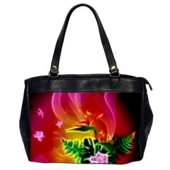 Awesome F?owers With Glowing Lines Office Handbags (2 Sides)  by FantasyWorld7