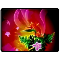 Awesome F?owers With Glowing Lines Fleece Blanket (large)  by FantasyWorld7