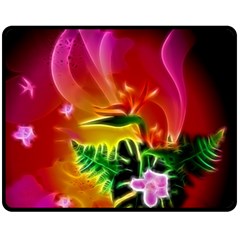 Awesome F?owers With Glowing Lines Fleece Blanket (medium)  by FantasyWorld7