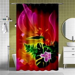 Awesome F?owers With Glowing Lines Shower Curtain 48  X 72  (small)  by FantasyWorld7