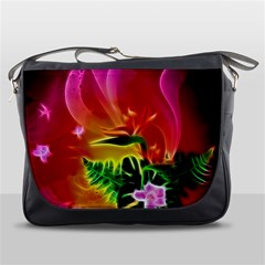 Awesome F?owers With Glowing Lines Messenger Bags by FantasyWorld7