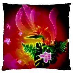 Awesome F?owers With Glowing Lines Large Cushion Cases (one Side)  by FantasyWorld7