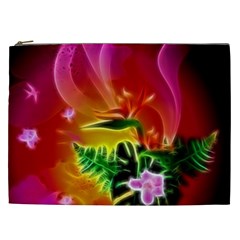 Awesome F?owers With Glowing Lines Cosmetic Bag (xxl)  by FantasyWorld7