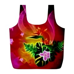 Awesome F?owers With Glowing Lines Full Print Recycle Bags (l)  by FantasyWorld7