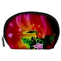 Awesome F?owers With Glowing Lines Accessory Pouches (large)  by FantasyWorld7