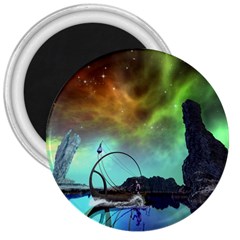 Fantasy Landscape With Lamp Boat And Awesome Sky 3  Magnets by FantasyWorld7