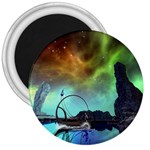 Fantasy Landscape With Lamp Boat And Awesome Sky 3  Magnets Front