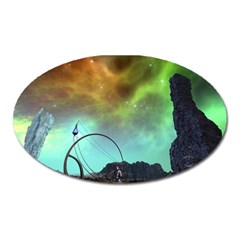 Fantasy Landscape With Lamp Boat And Awesome Sky Oval Magnet by FantasyWorld7