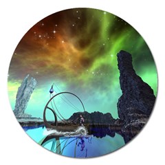 Fantasy Landscape With Lamp Boat And Awesome Sky Magnet 5  (round) by FantasyWorld7