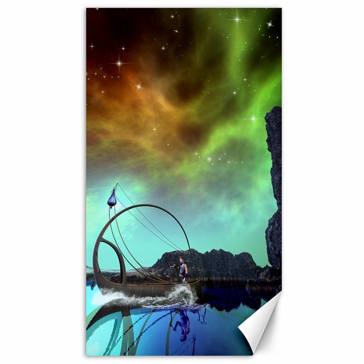 Fantasy Landscape With Lamp Boat And Awesome Sky Canvas 40  x 72  