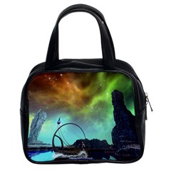 Fantasy Landscape With Lamp Boat And Awesome Sky Classic Handbags (2 Sides) by FantasyWorld7