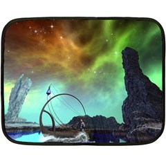 Fantasy Landscape With Lamp Boat And Awesome Sky Fleece Blanket (mini) by FantasyWorld7