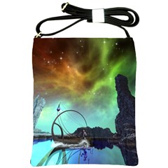 Fantasy Landscape With Lamp Boat And Awesome Sky Shoulder Sling Bags by FantasyWorld7