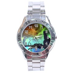 Fantasy Landscape With Lamp Boat And Awesome Sky Stainless Steel Men s Watch by FantasyWorld7